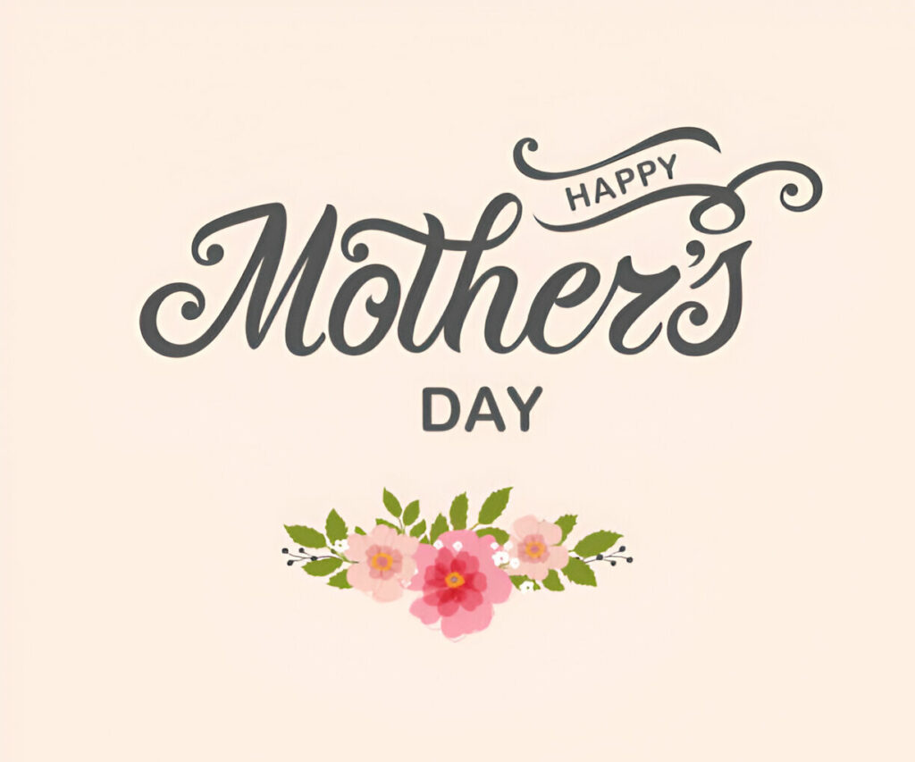 Happy Mother’s Day visual with pink heart background and inspirational quote