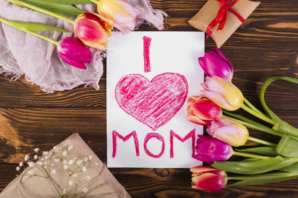 Joyful image celebrating Mother’s Day with love, flowers, and warm wishes